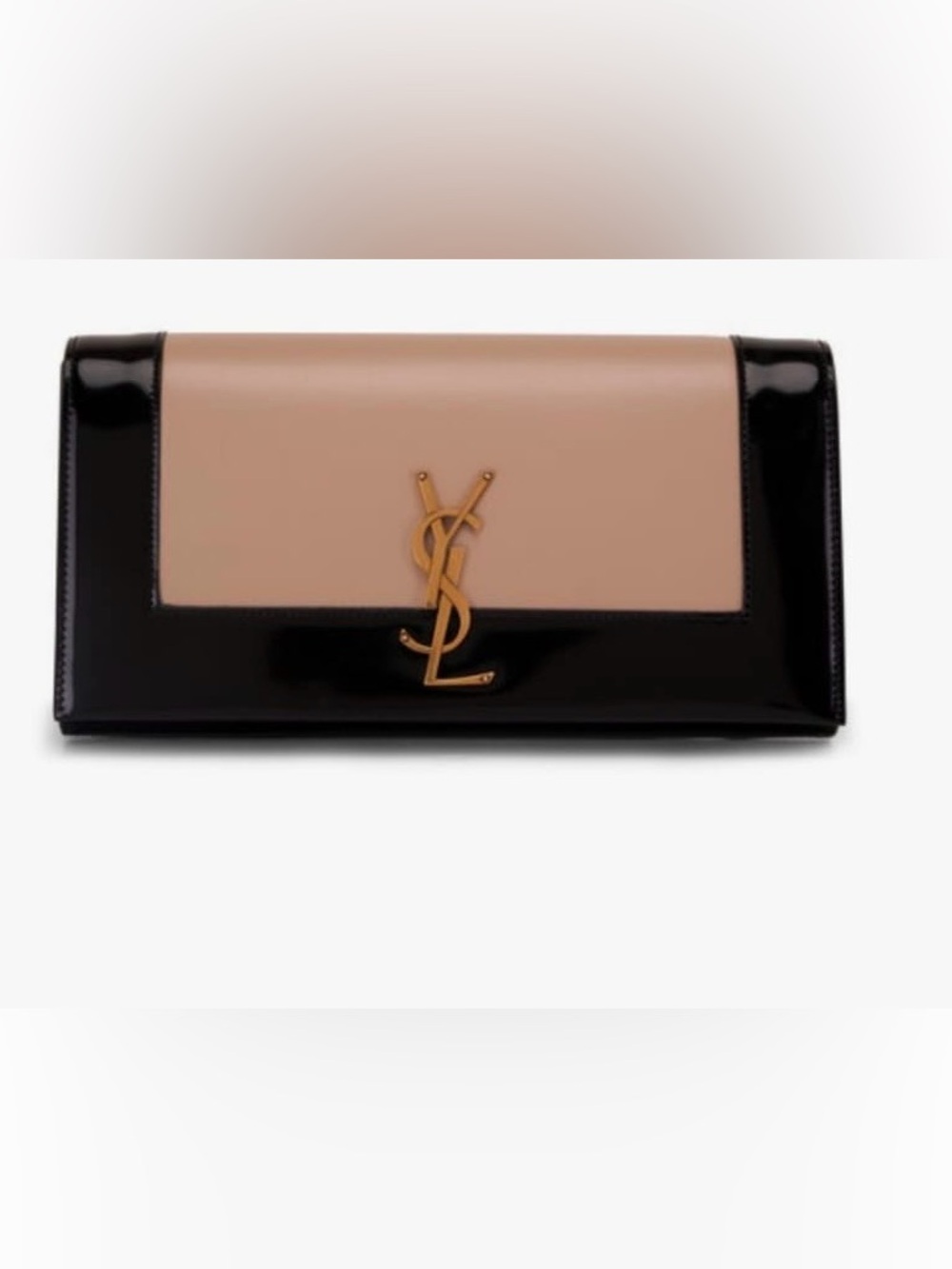 Saint Laurent Two-Tone Nude and Black Leather YSL Clutch